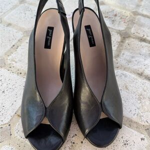 Paul Green Black Peep-Toe Slingback Heels